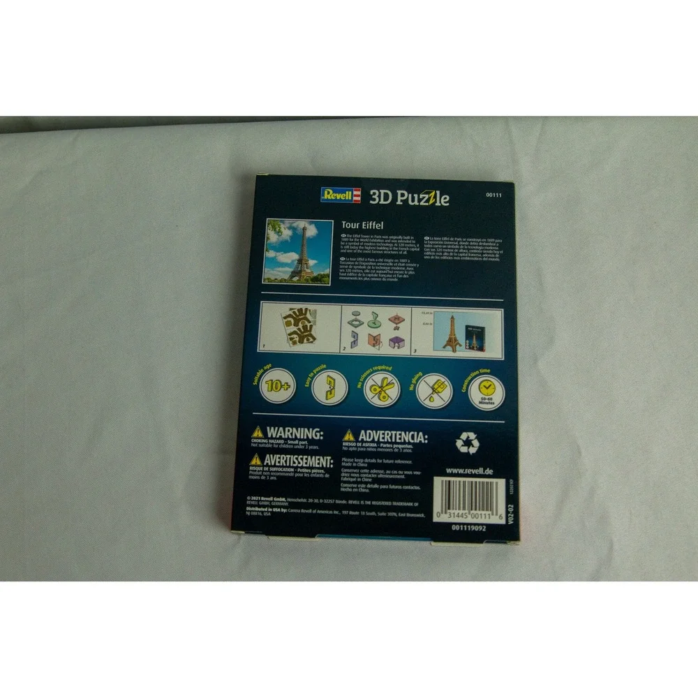 Revell 3D Puzzle Tour Eiffel Model Kit 00111 Eiffel Tower 20 Pieces 13.39in Tall